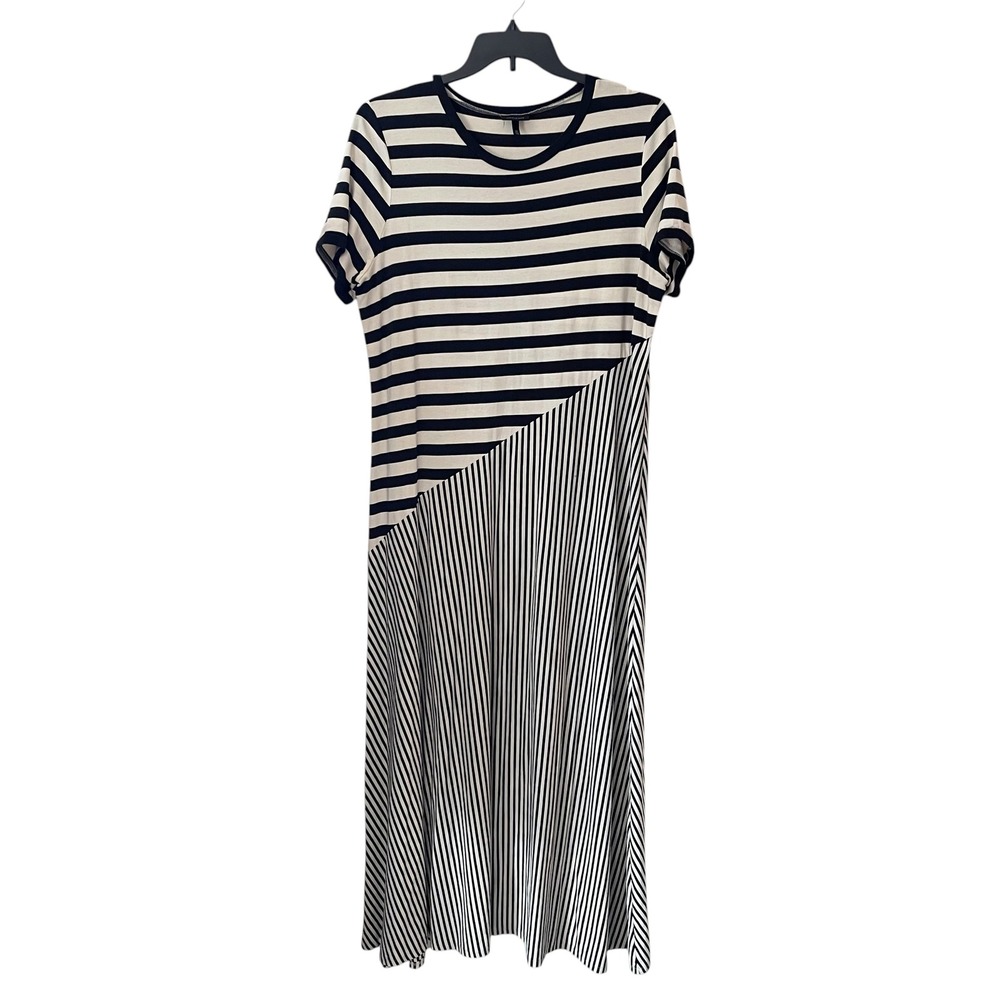 Who What Wear Womens Black Mixed Stripe Short Sleeve Maxi Dress Size XL